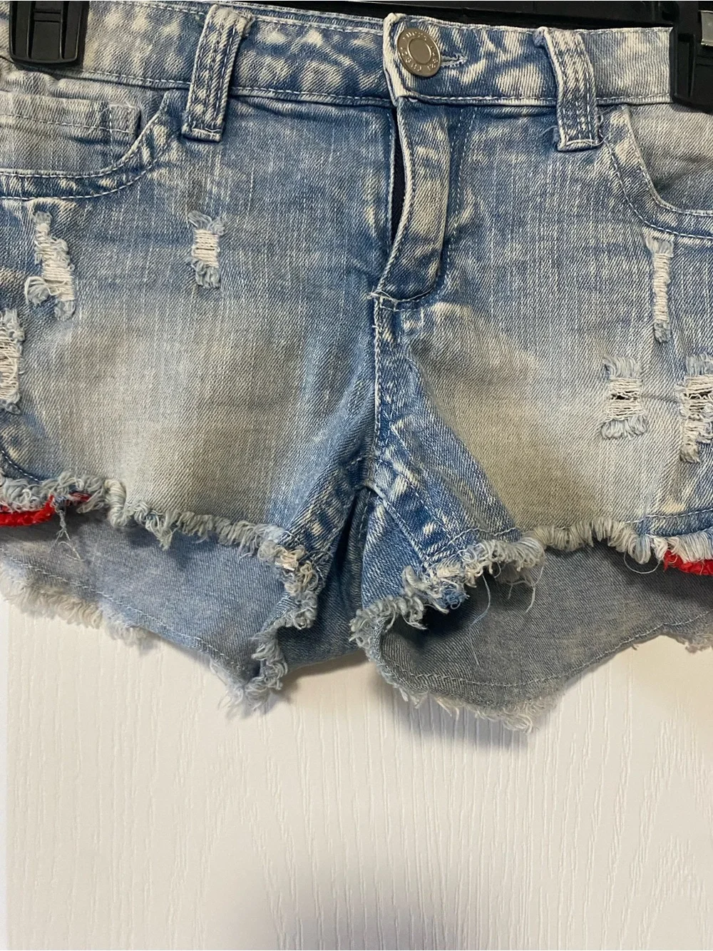 Rue21 Distressed Aztec Embroidered Denim Cutoff Shorts Low Rise Festival Boho